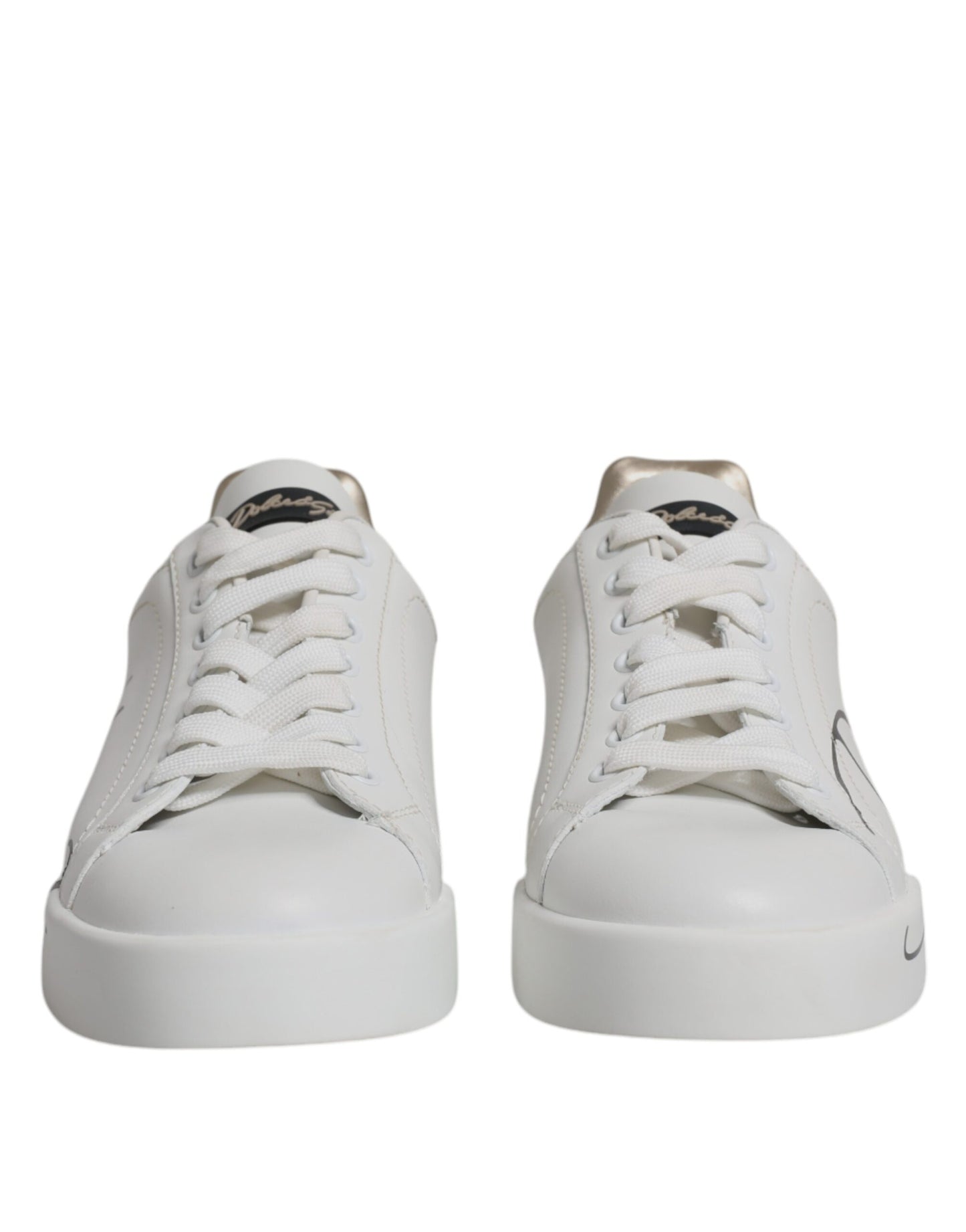 Dolce & Gabbana White Gold Low Top Lace Up Sneakers Shoes