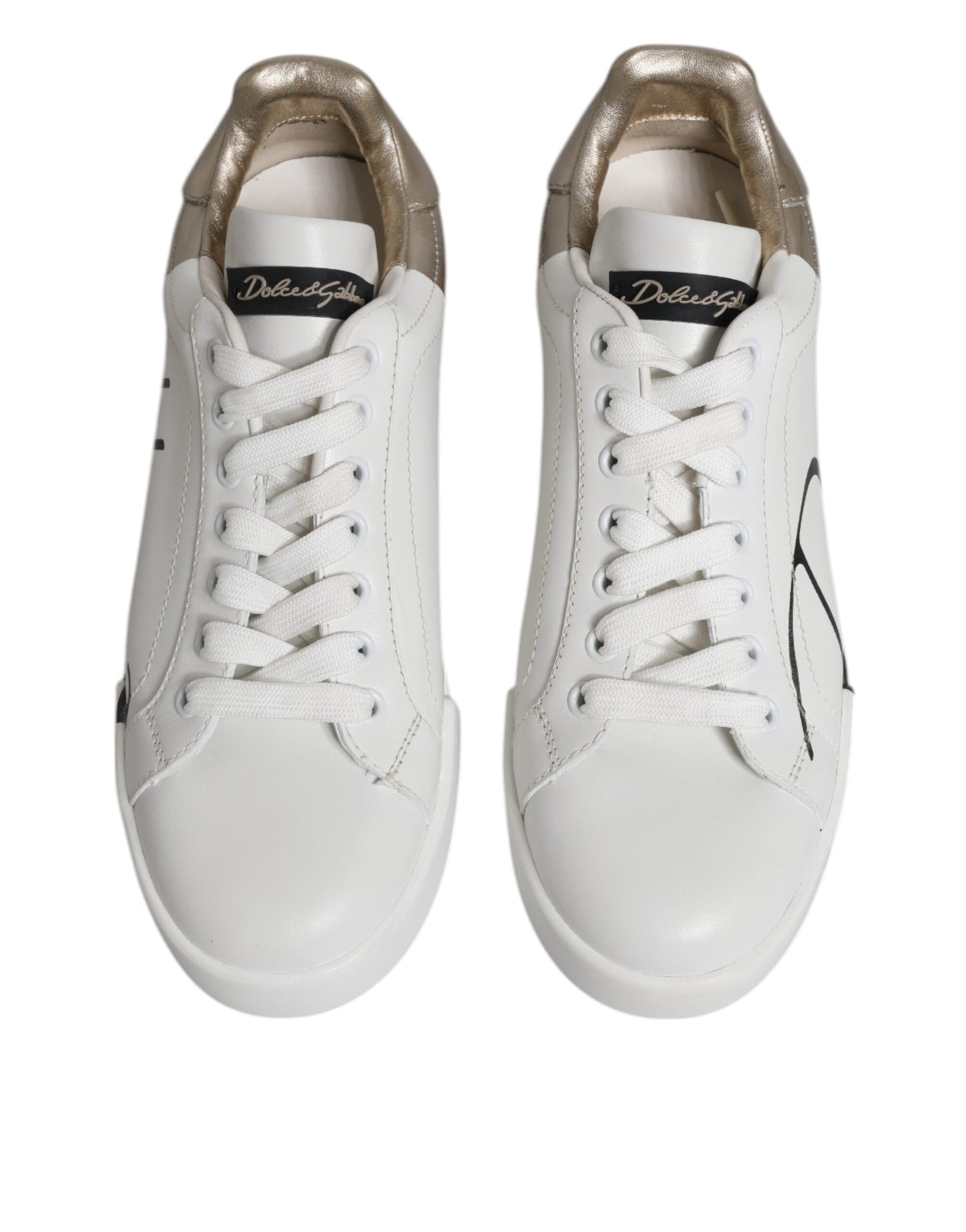 Dolce & Gabbana White Gold Low Top Lace Up Sneakers Shoes