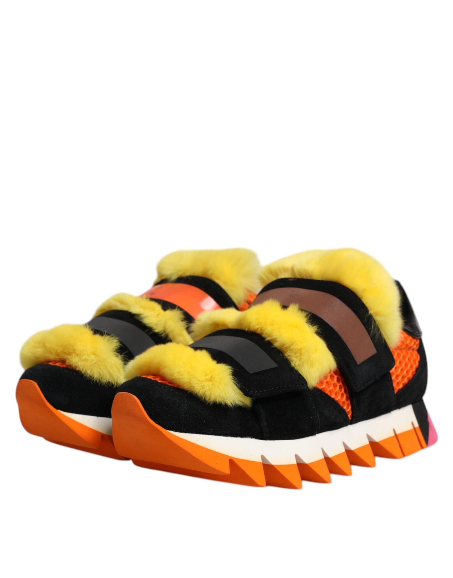 Dolce & Gabbana Multicolor Fur Embellished Sneakers Shoes