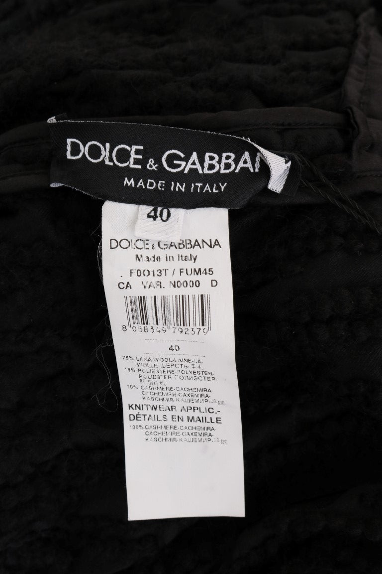 Dolce & Gabbana Elegant Black Fringed Wool-Cashmere Sweater IT40 | S