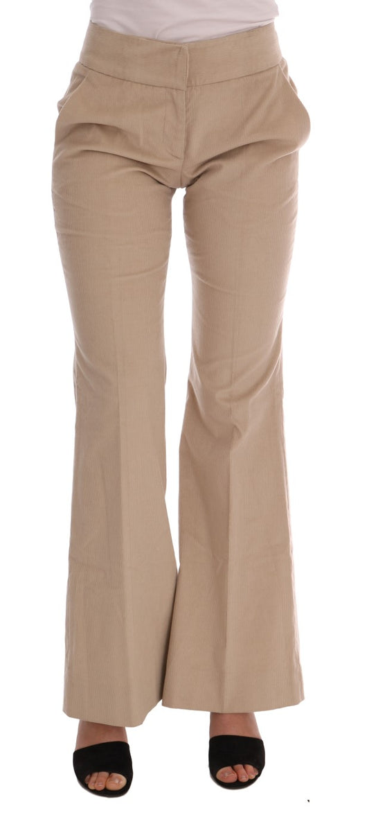 Ermanno Scervino Chic Beige Bootcut Flared Pants IT38 | XS