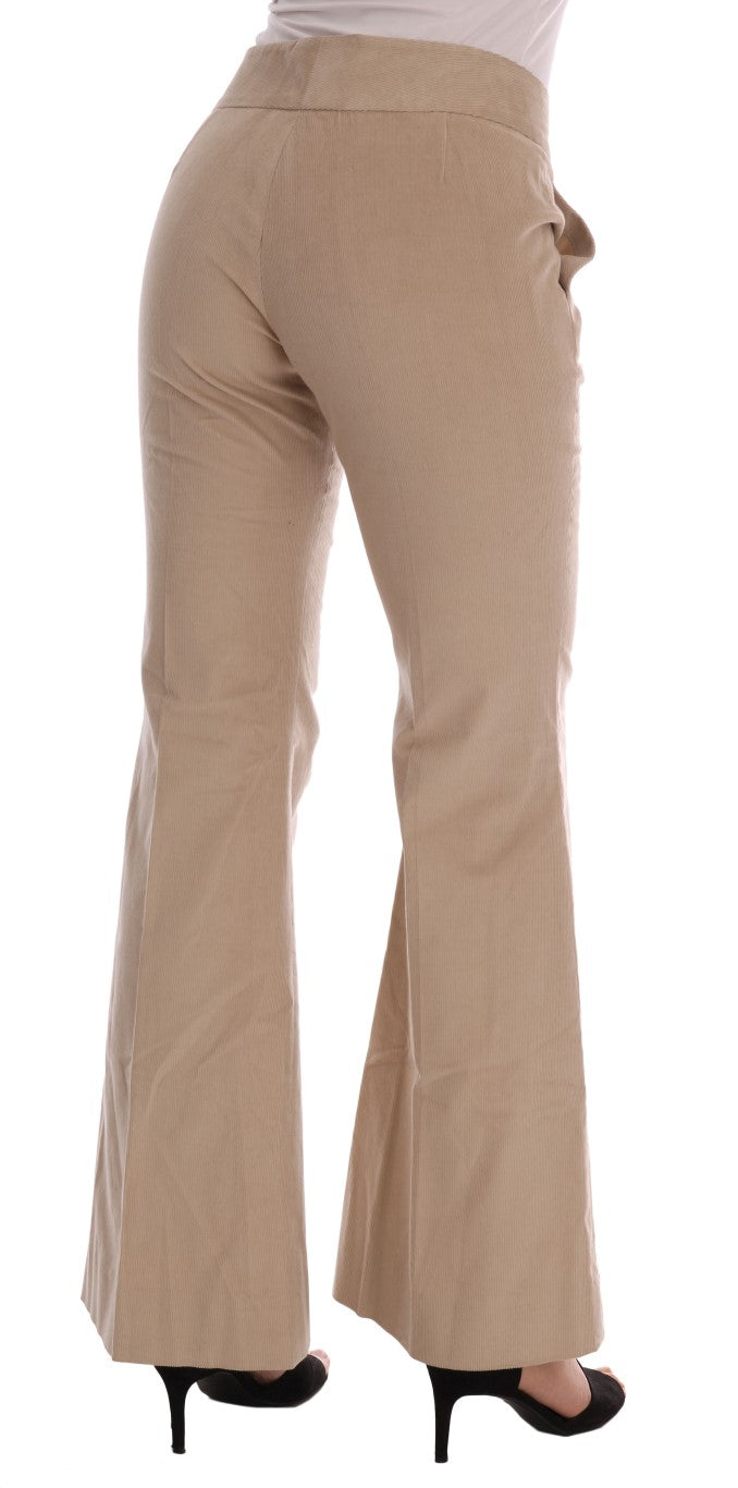 Ermanno Scervino Chic Beige Bootcut Flared Pants IT38 | XS