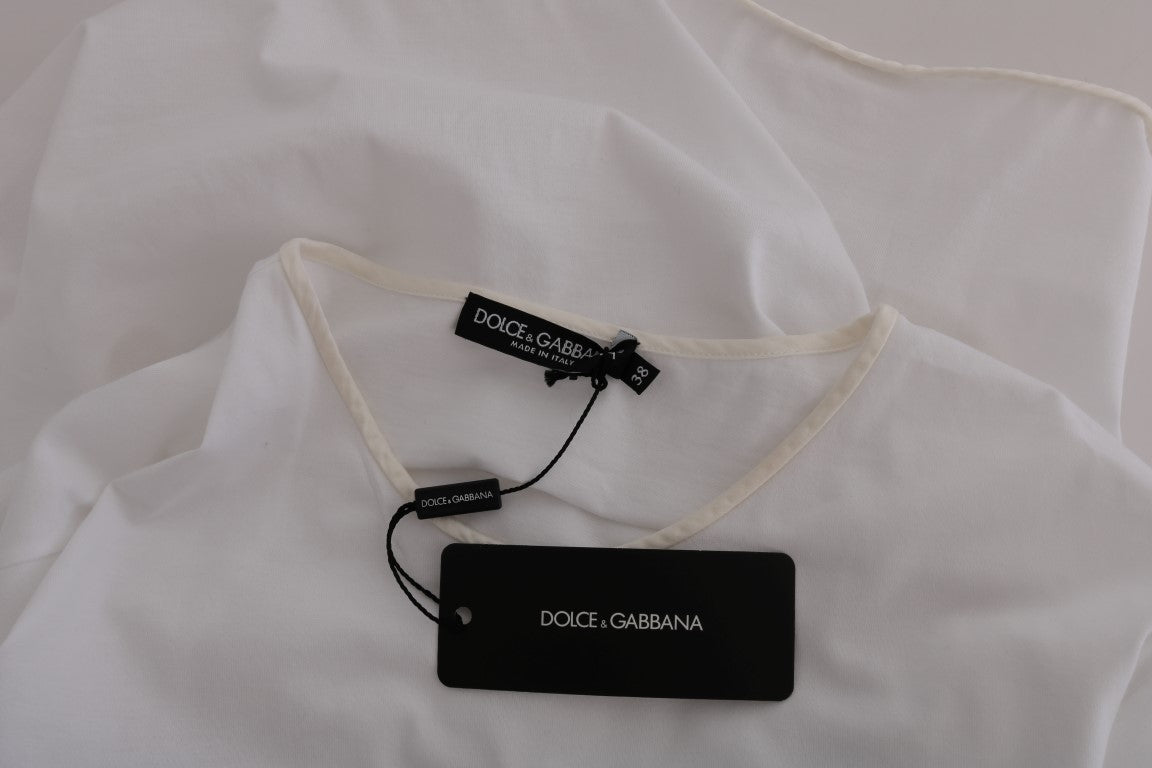 Dolce & Gabbana Elegant White Wrap Blouse with Crystal Accents IT38 / XS