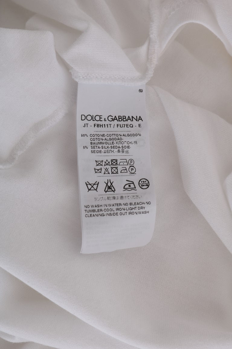 Dolce & Gabbana Elegant White Wrap Blouse with Crystal Accents IT38 / XS