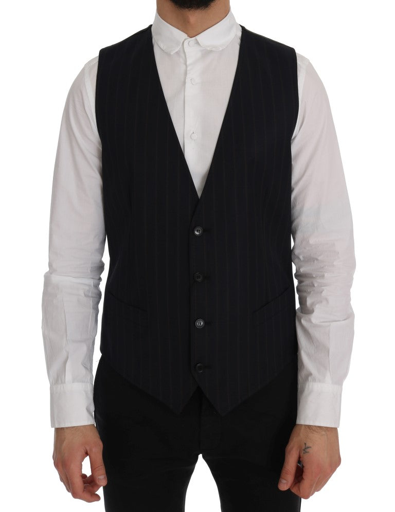 Dolce & Gabbana Elegant Striped Wool Blend Vest Waistcoat IT50 / L