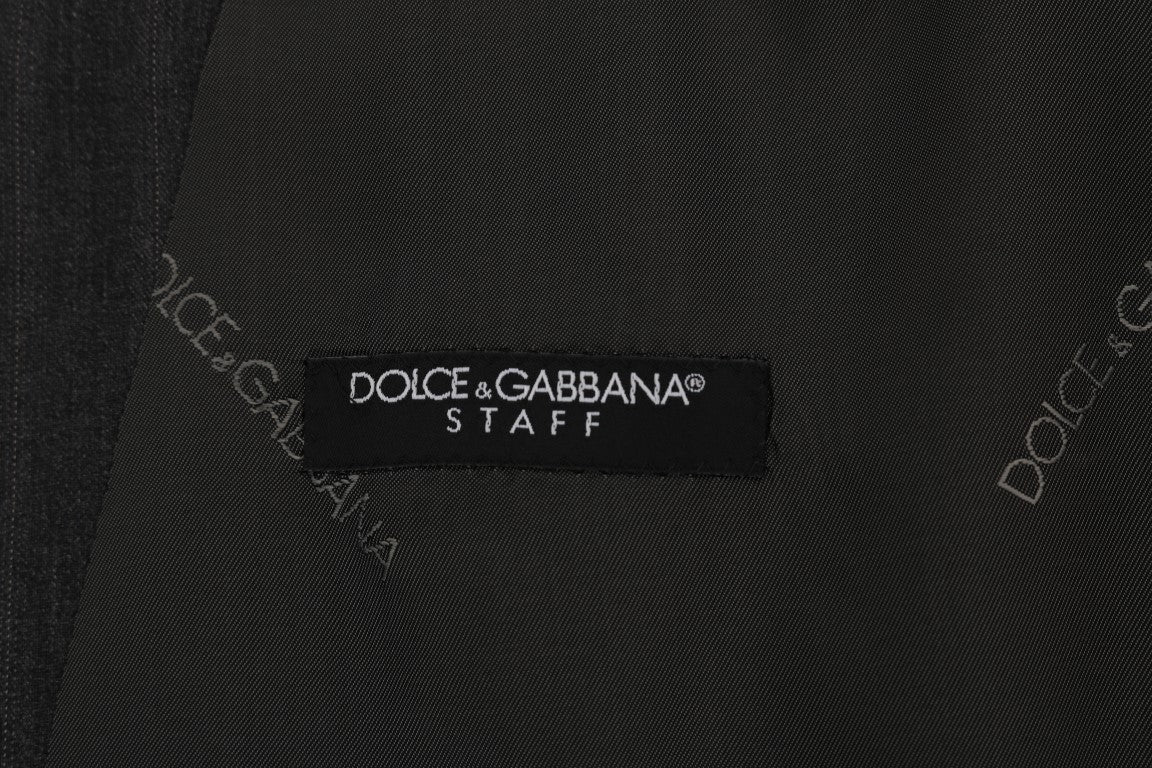 Dolce & Gabbana Elegant Gray Striped Single Breasted Vest IT50 / L