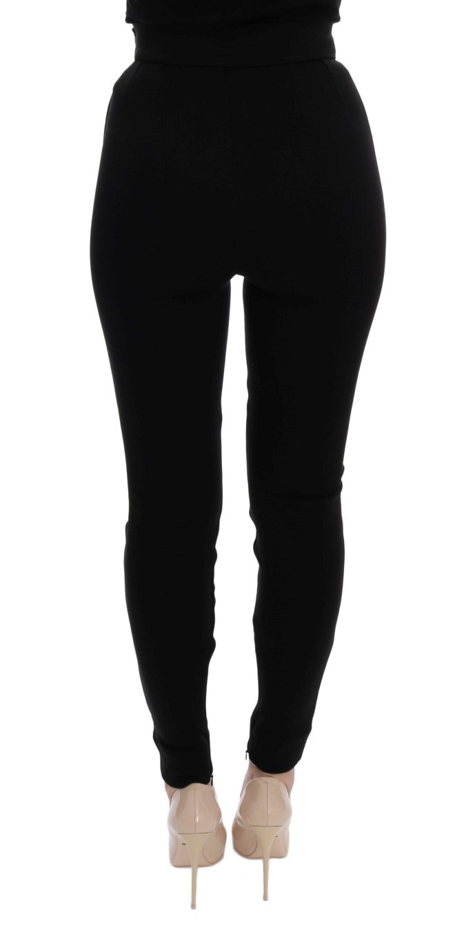 Dolce & Gabbana Elegant Black High Waist Stretch Tights IT36 / XS