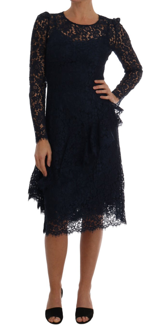 Dolce & Gabbana Elegant Floral Lace A-Line Dress IT40 | S