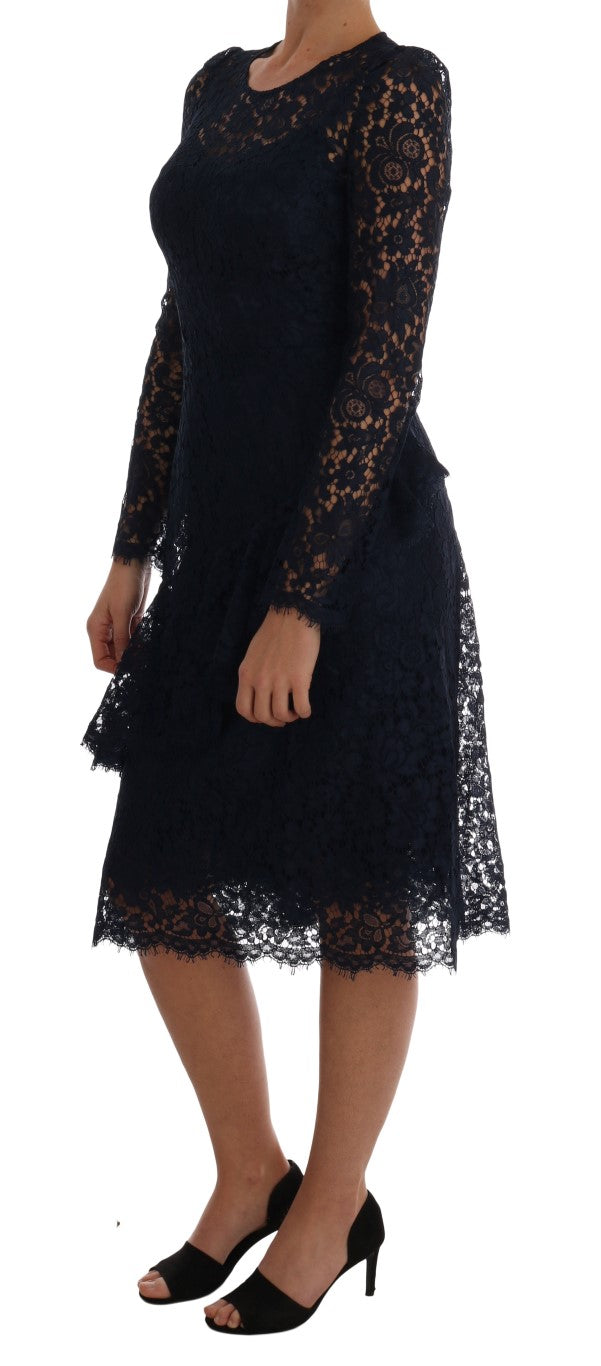 Dolce & Gabbana Elegant Floral Lace A-Line Dress IT40 | S