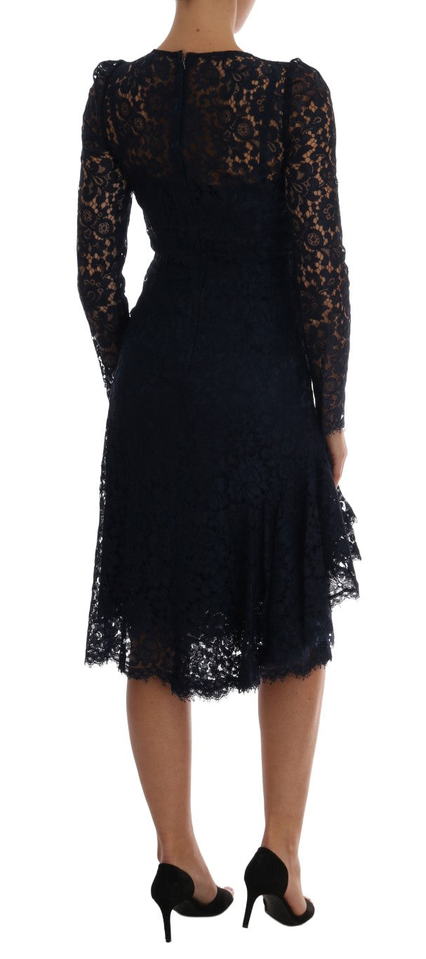 Dolce & Gabbana Elegant Floral Lace A-Line Dress IT40 | S