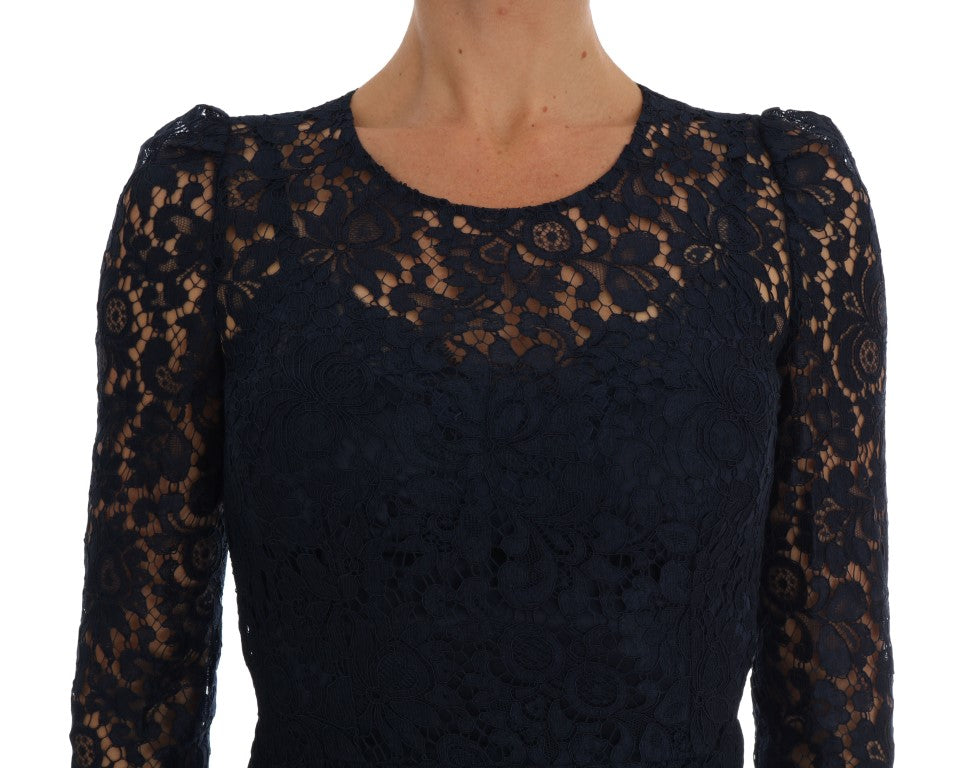 Dolce & Gabbana Elegant Floral Lace A-Line Dress IT40 | S