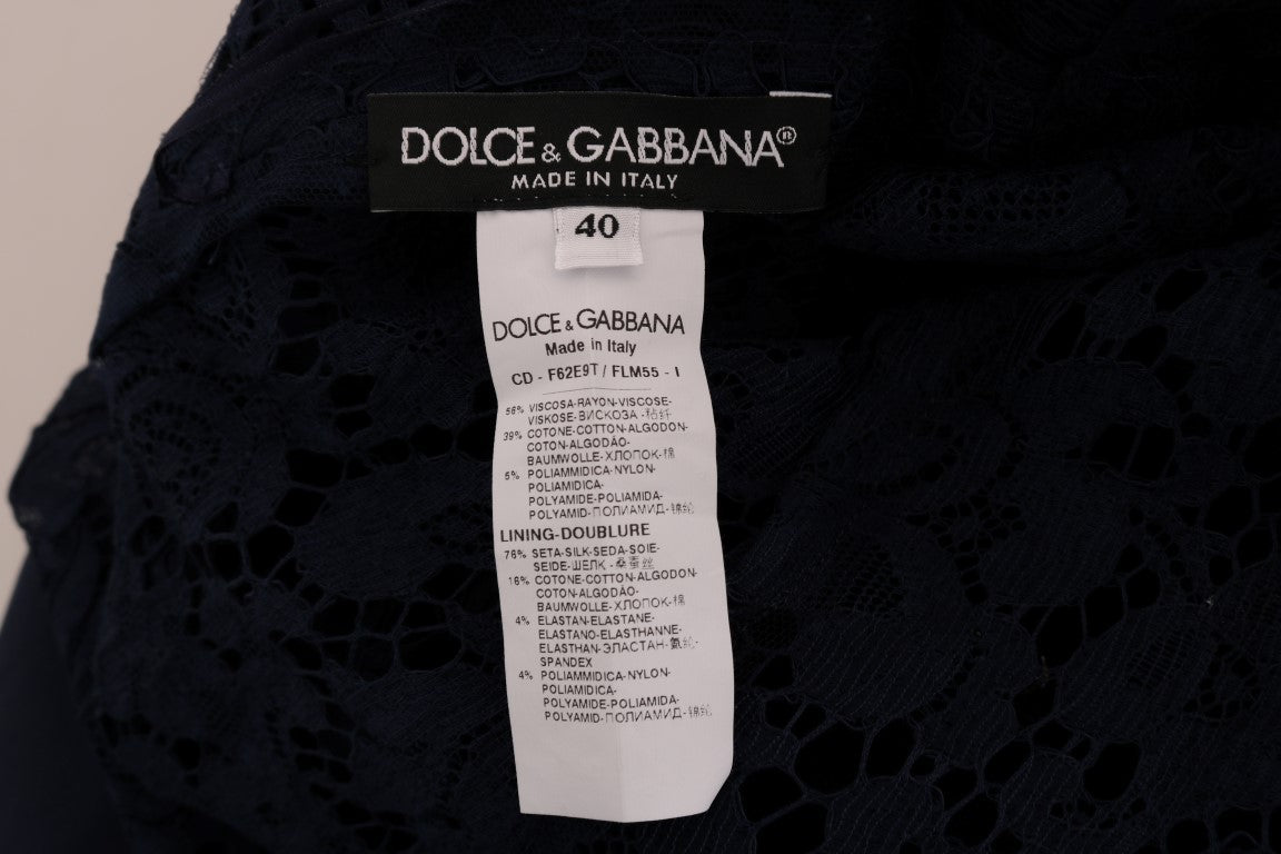 Dolce & Gabbana Elegant Floral Lace A-Line Dress IT40 | S