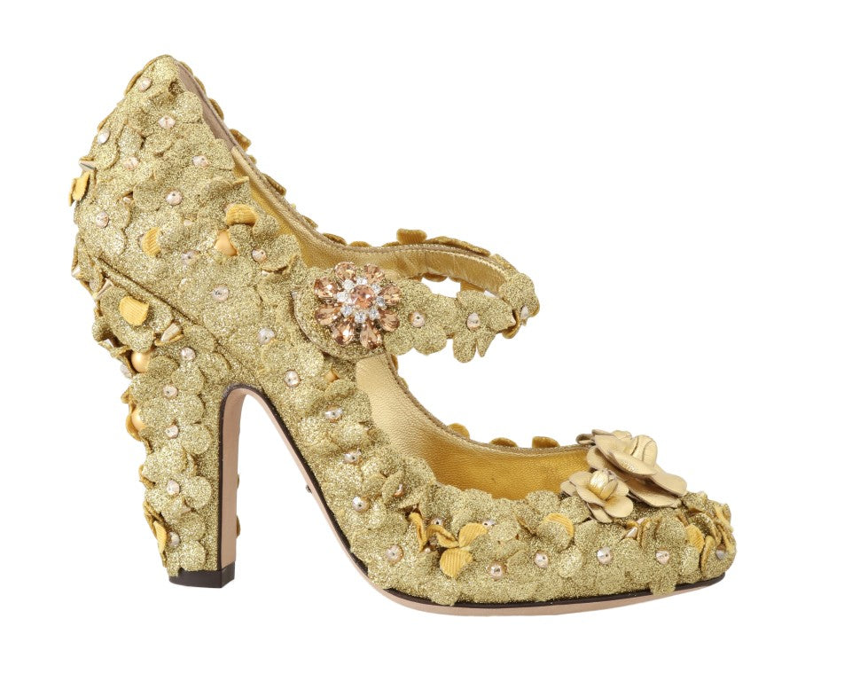 Dolce & Gabbana Gold Floral Crystal Embellished Pumps EU36 / US5.5