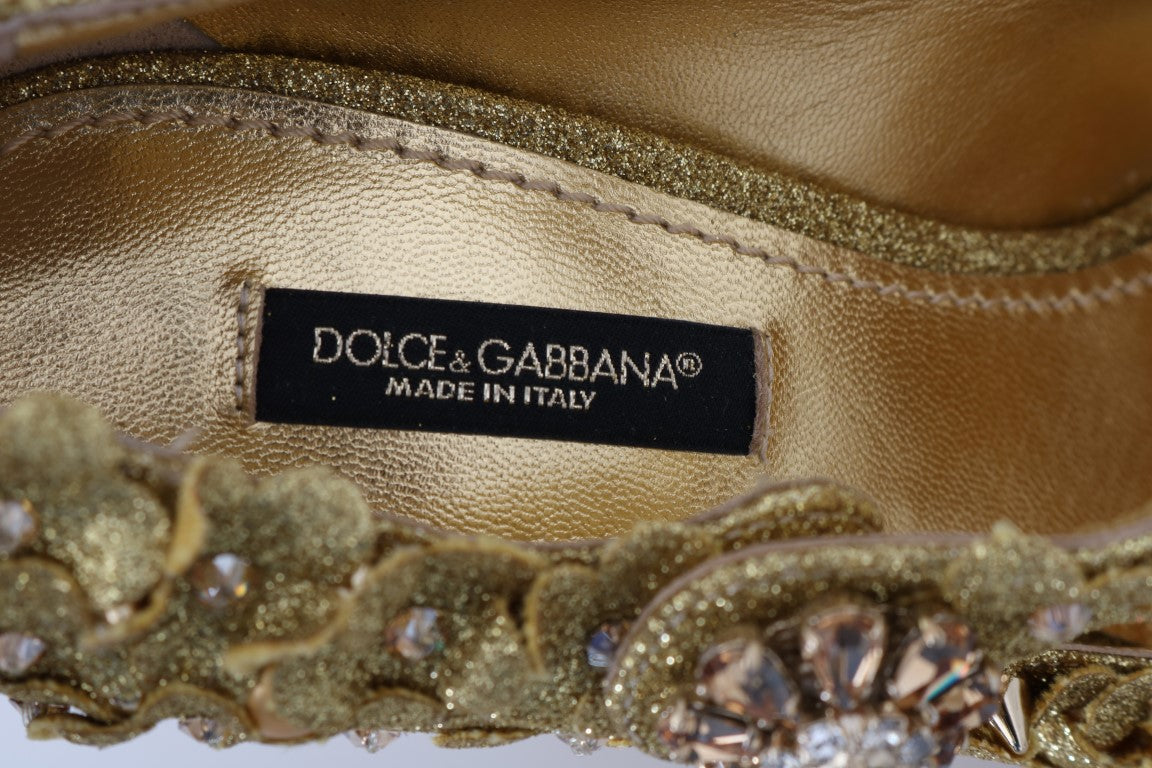 Dolce & Gabbana Gold Floral Crystal Embellished Pumps EU36 / US5.5