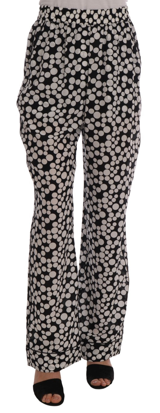 Dolce & Gabbana Elegant Polka Dot Silk High-Waist Pants IT40 | S