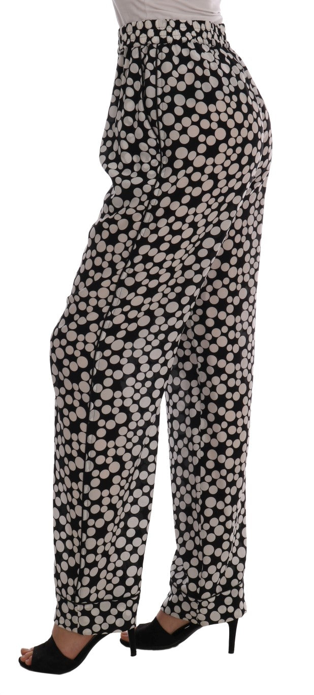 Dolce & Gabbana Elegant Polka Dot Silk High-Waist Pants IT40 | S