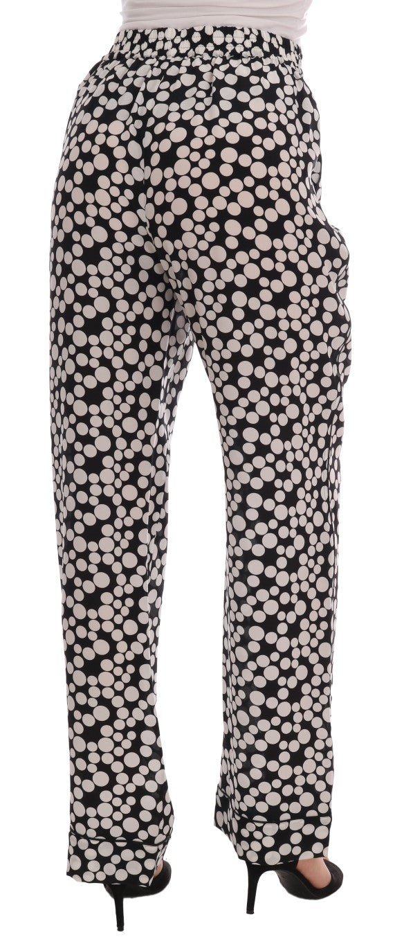 Dolce & Gabbana Elegant Polka Dot Silk High-Waist Pants IT40 | S