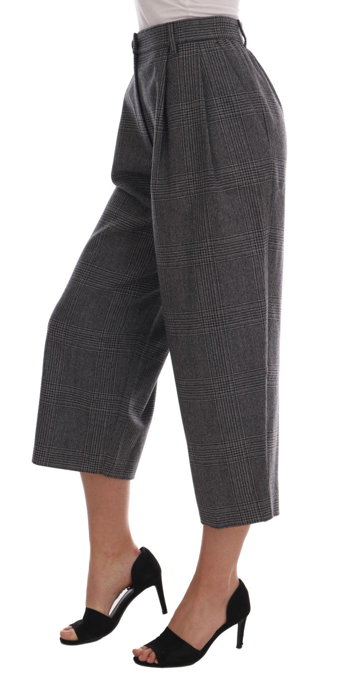 Dolce & Gabbana Elegant Gray Check Capri Wool Pants IT46 / XL