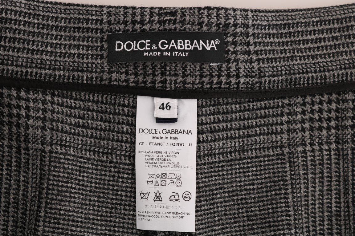 Dolce & Gabbana Elegant Gray Check Capri Wool Pants IT46 / XL