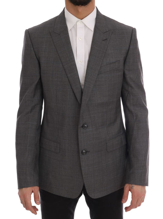 Dolce & Gabbana Sleek Gray Checkered Wool Blazer IT52 / L