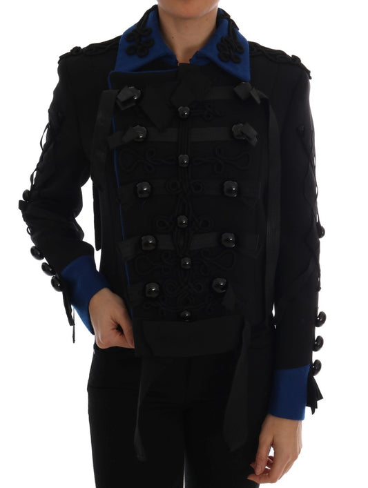 Dolce & Gabbana Chic Black & Blue Short Trench Jacket IT40 / S