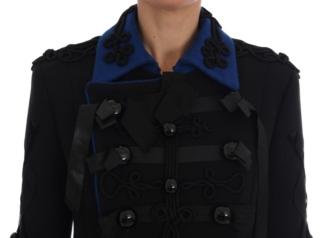 Dolce & Gabbana Chic Black & Blue Short Trench Jacket IT40 / S