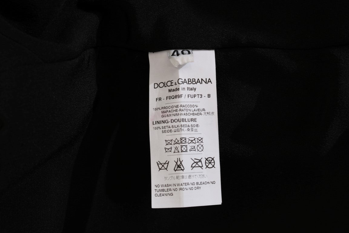 Dolce & Gabbana Elegant Brown Raccoon Fur Knee-Length Coat IT40 | S