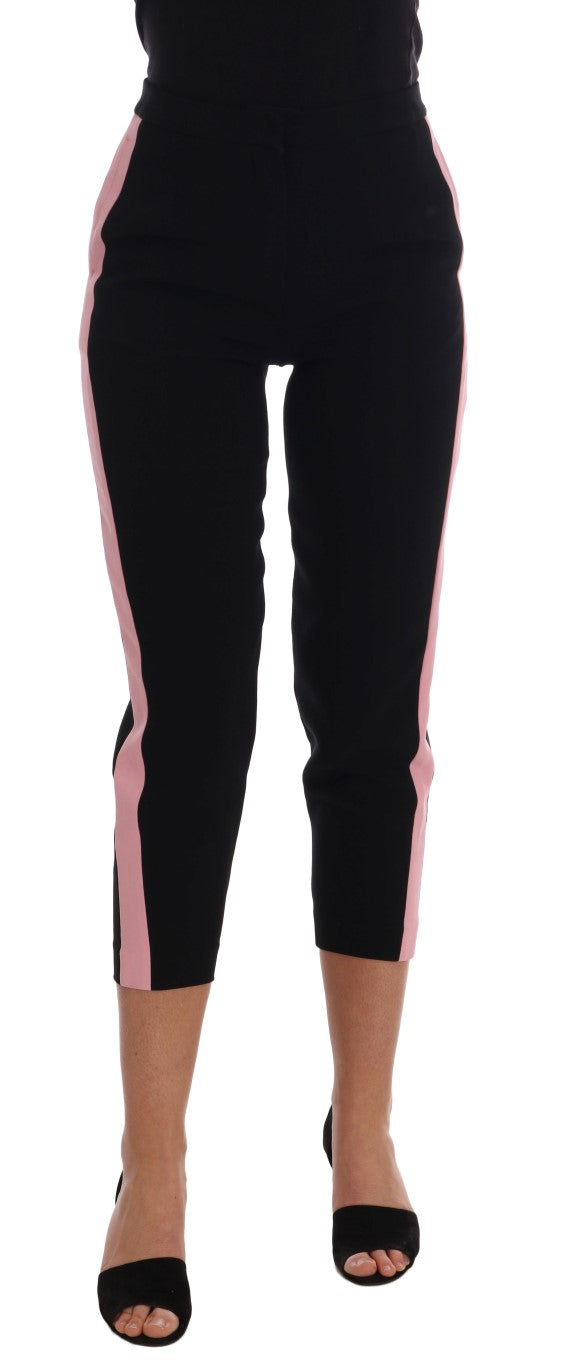 Dolce & Gabbana Chic Black Capri Pants with Pink Side Stripes IT36 / XS