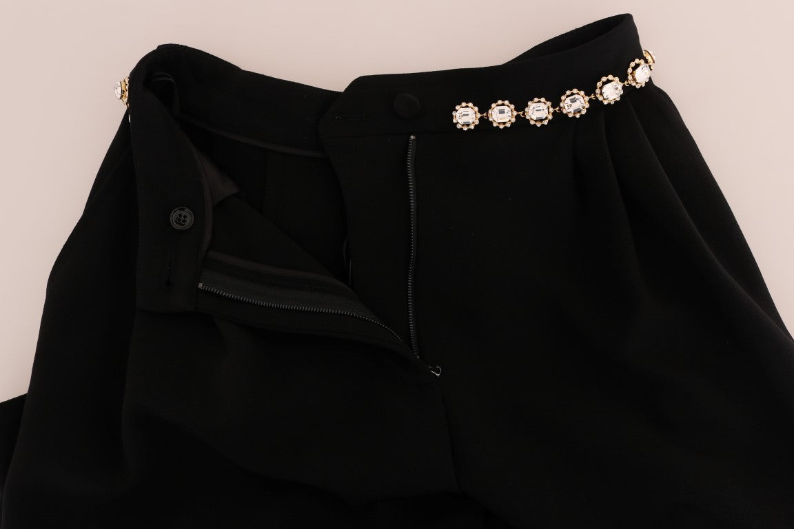 Dolce & Gabbana Elegant High-Waist Ankle Pants with Gold Detailing IT38 / XS