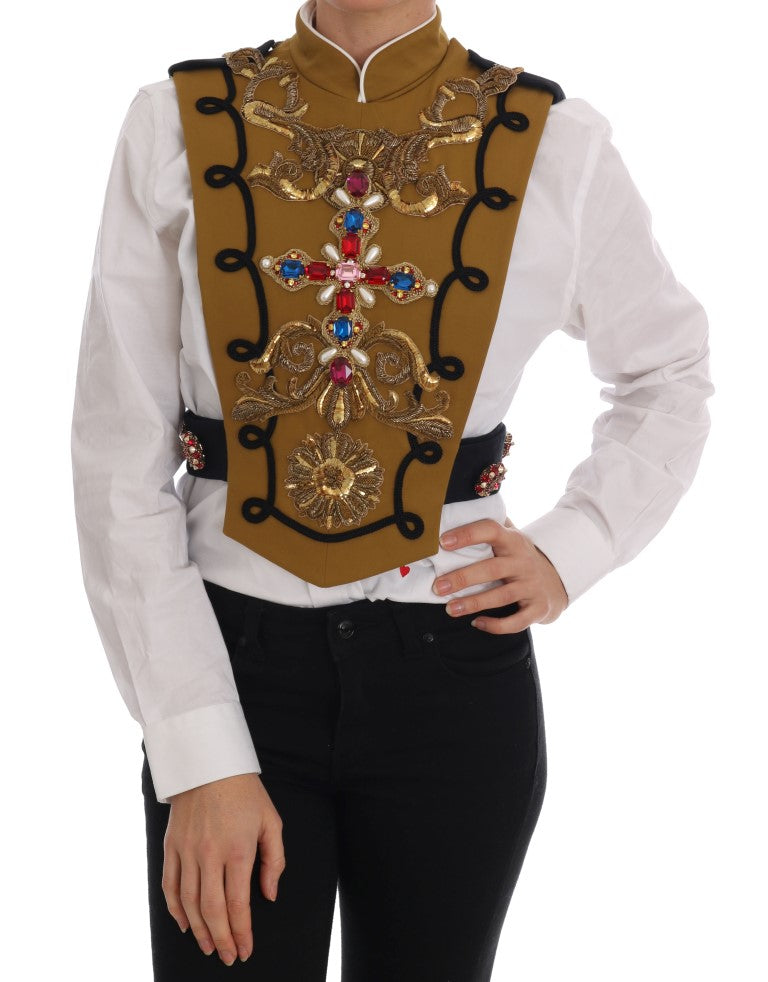 Dolce & Gabbana Runway Embellished Crystal Cross Vest IT40 | S