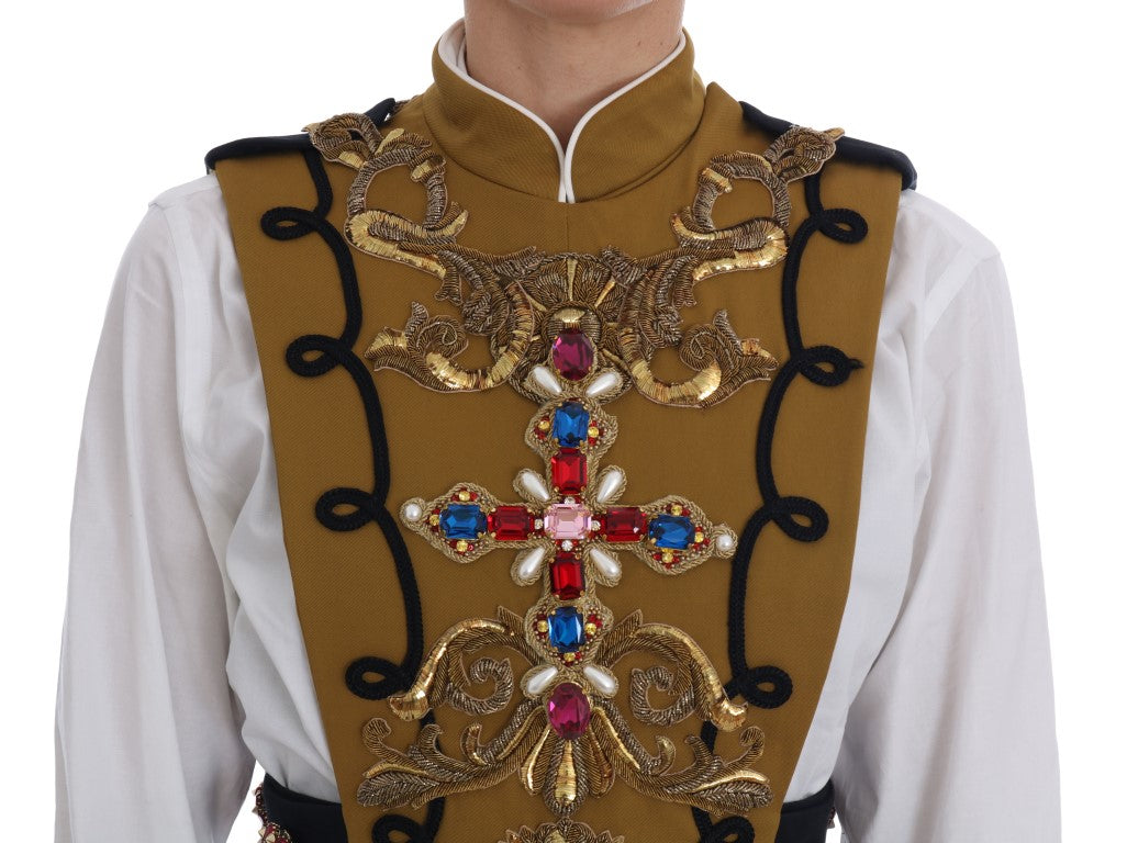 Dolce & Gabbana Runway Embellished Crystal Cross Vest IT40 | S