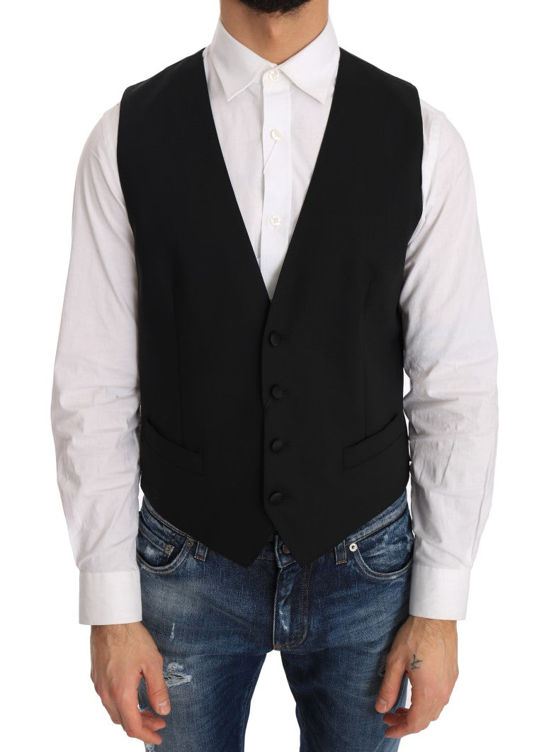 Dolce & Gabbana Elegant Slim Fit Formal Vest in Black IT48 / M