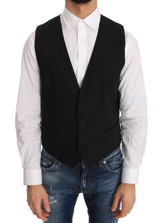 Dolce & Gabbana Elegant Slim Fit Formal Vest in Black IT48 / M