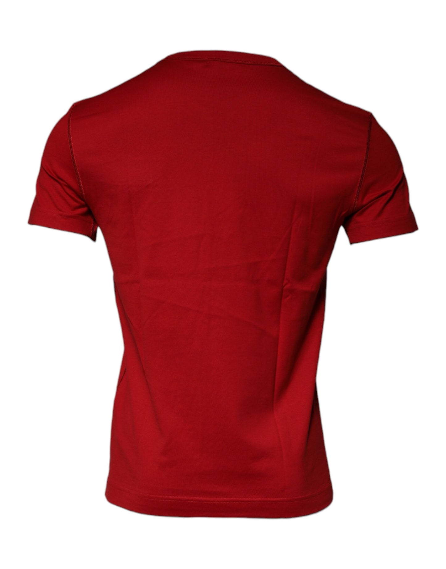 Dolce & Gabbana Red Cotton Logo Plaque Men Crew Neck T-shirt