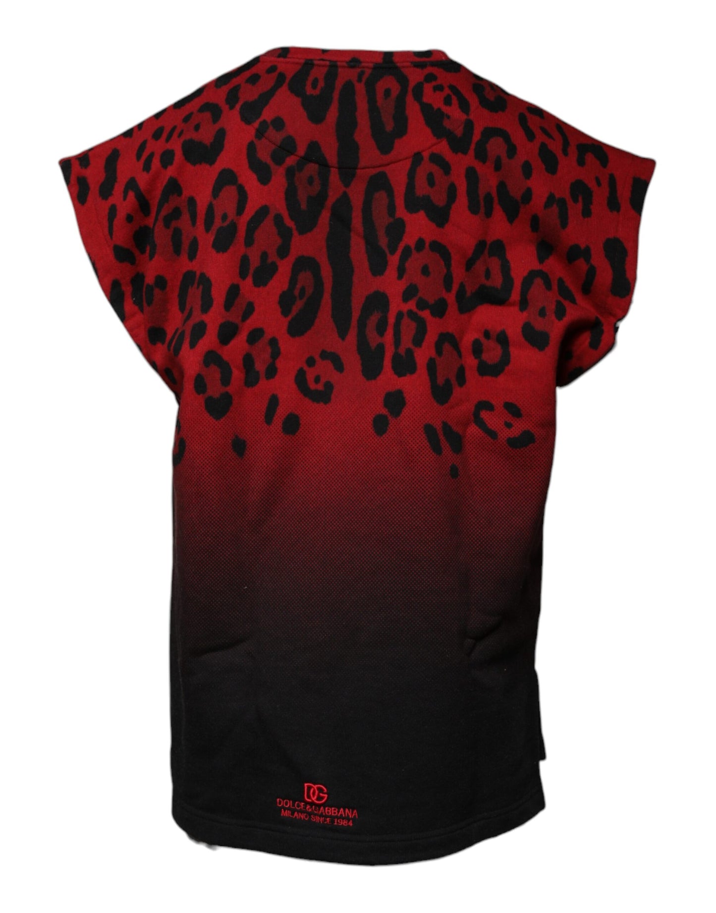 Dolce & Gabbana Red Leopard Print Cotton Sleeveless T-shirt