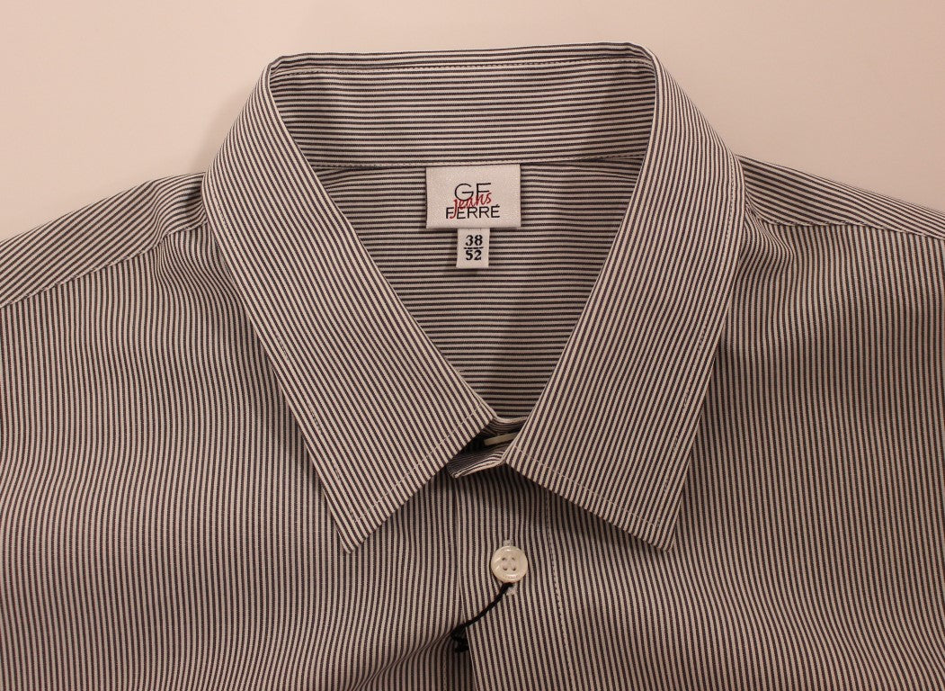 GF Ferre Chic Gray Striped Cotton Casual Shirt IT52 | XL