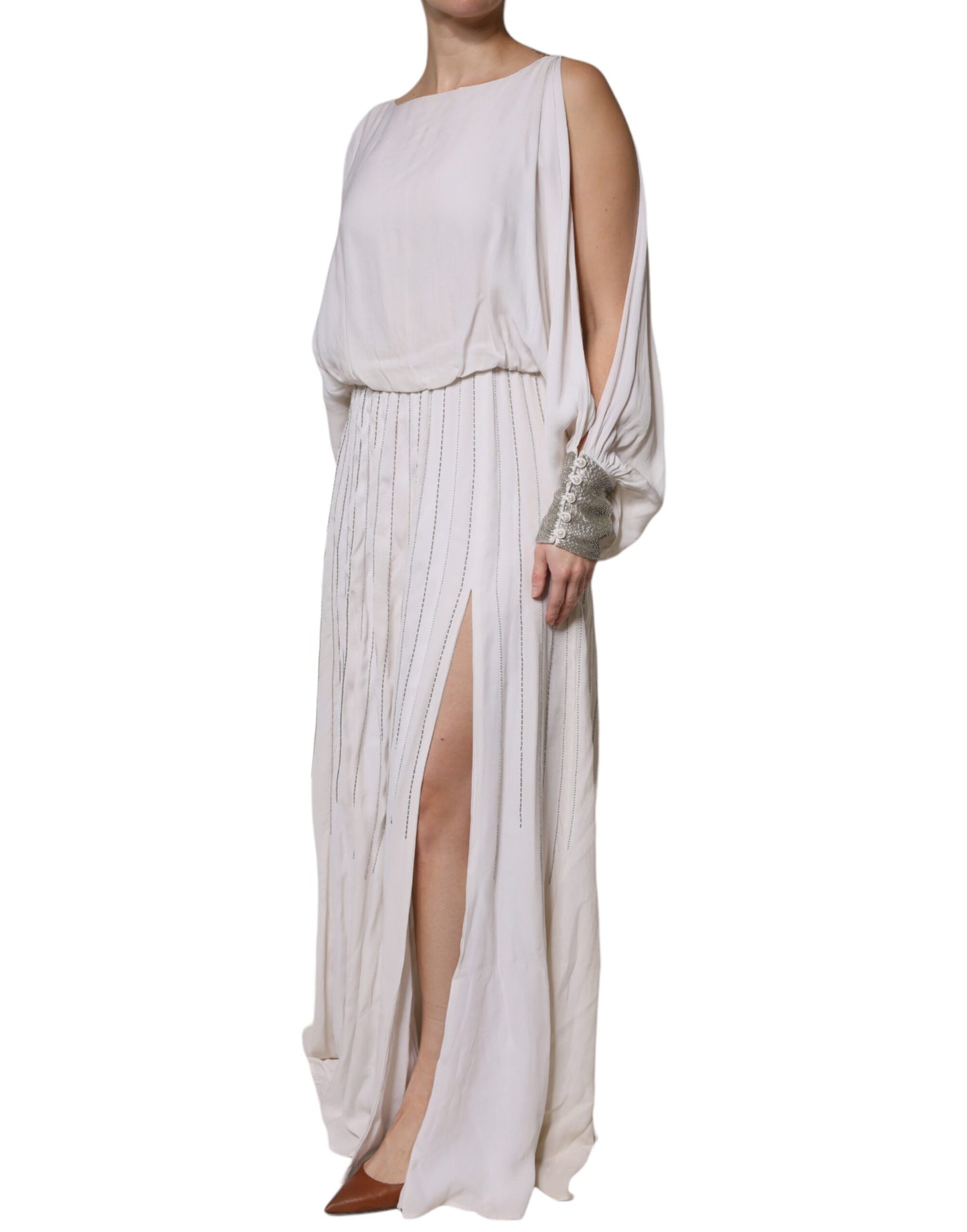 Christian Pellizzari Off White Embellished Long Maxi Dress