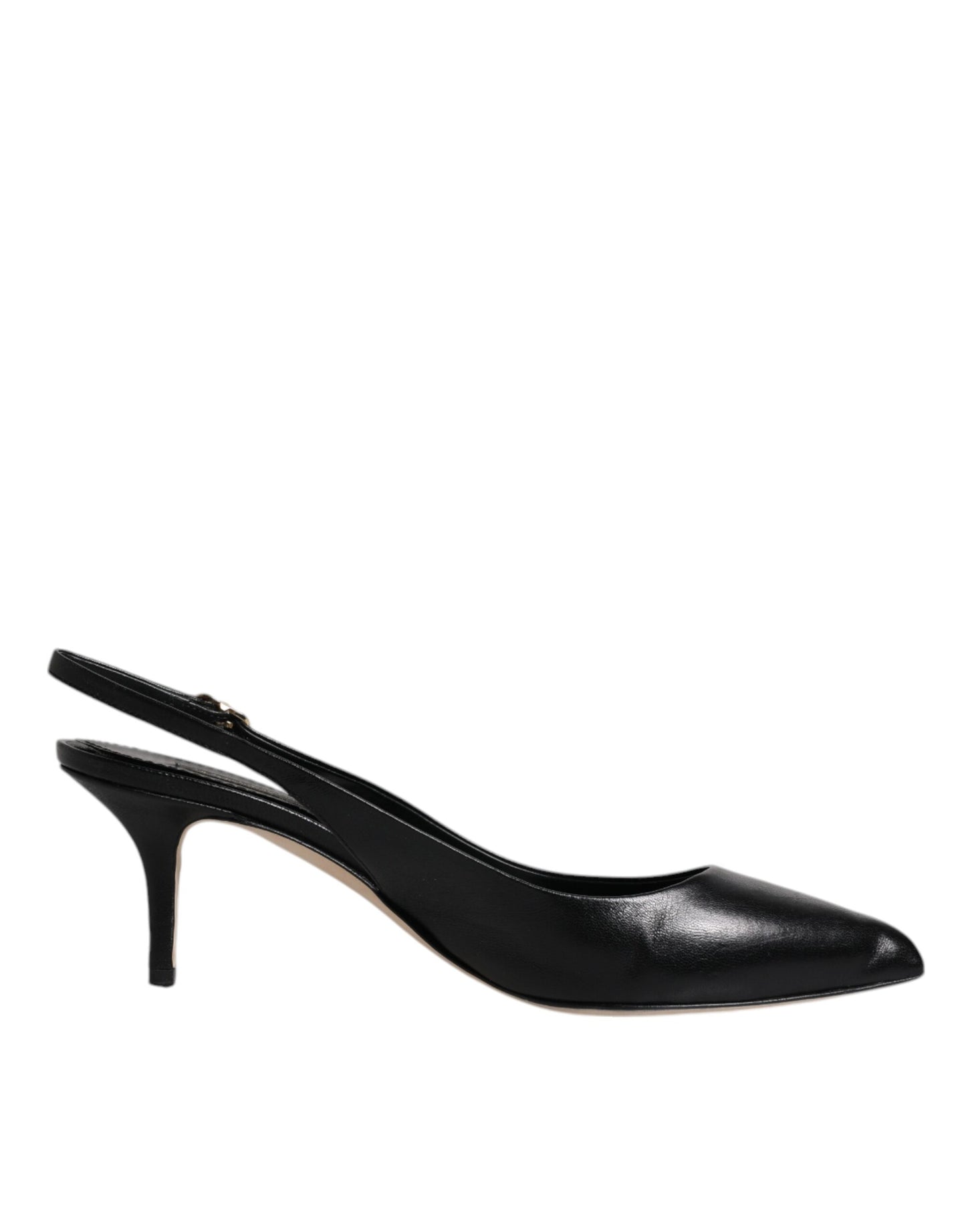 Dolce & Gabbana Black Leather High Heels Slingbacks Shoes