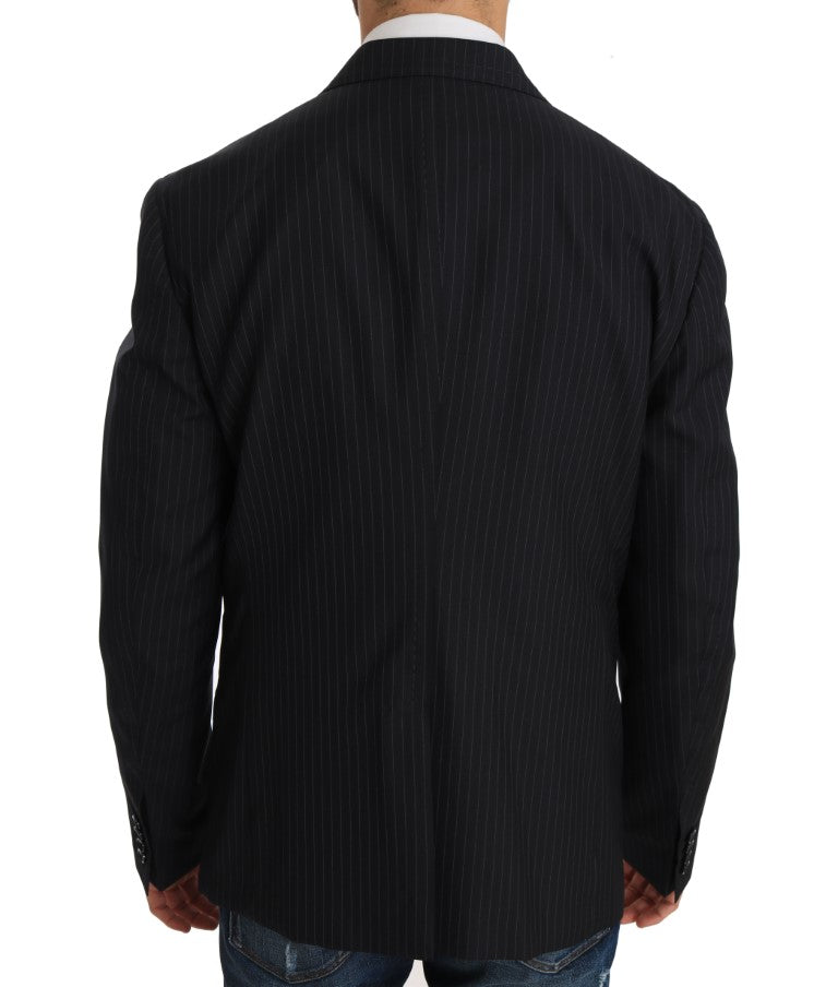 Dolce & Gabbana Elegant Slim Fit Striped Wool Silk Blazer IT50 / L