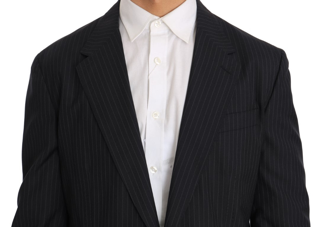 Dolce & Gabbana Elegant Slim Fit Striped Wool Silk Blazer IT50 / L