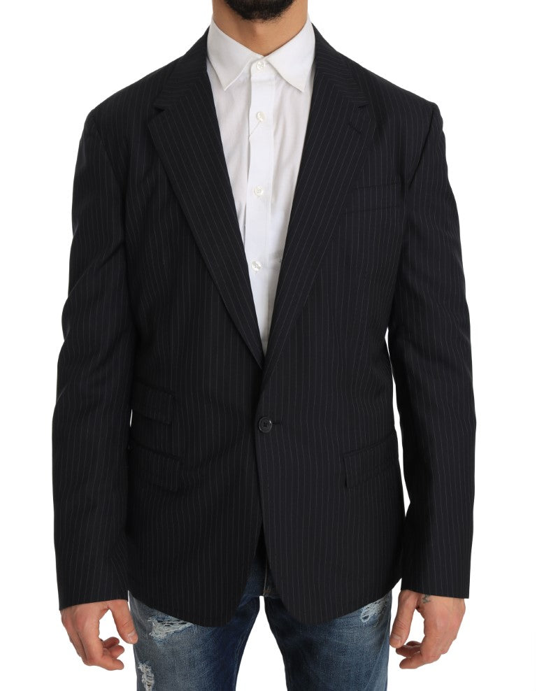 Dolce & Gabbana Elegant Slim Fit Striped Wool Silk Blazer IT50 / L