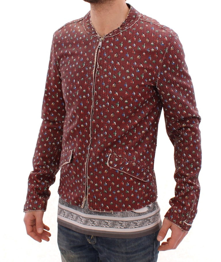 Dolce & Gabbana Exclusive Boxer Print Bordeaux Leather Jacket IT48 / M