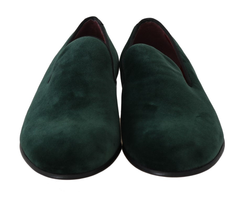 Dolce & Gabbana Elegant Green Suede Slip-On Loafers EU35 / US4.5