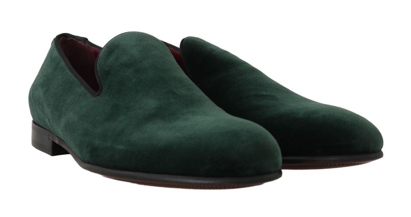 Dolce & Gabbana Elegant Green Suede Slip-On Loafers EU35 / US4.5