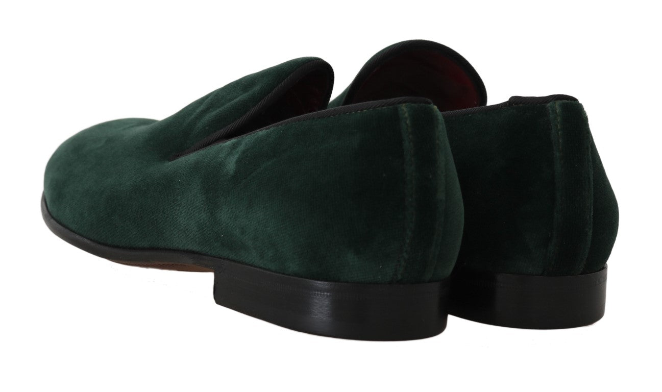 Dolce & Gabbana Elegant Green Suede Slip-On Loafers EU35 / US4.5