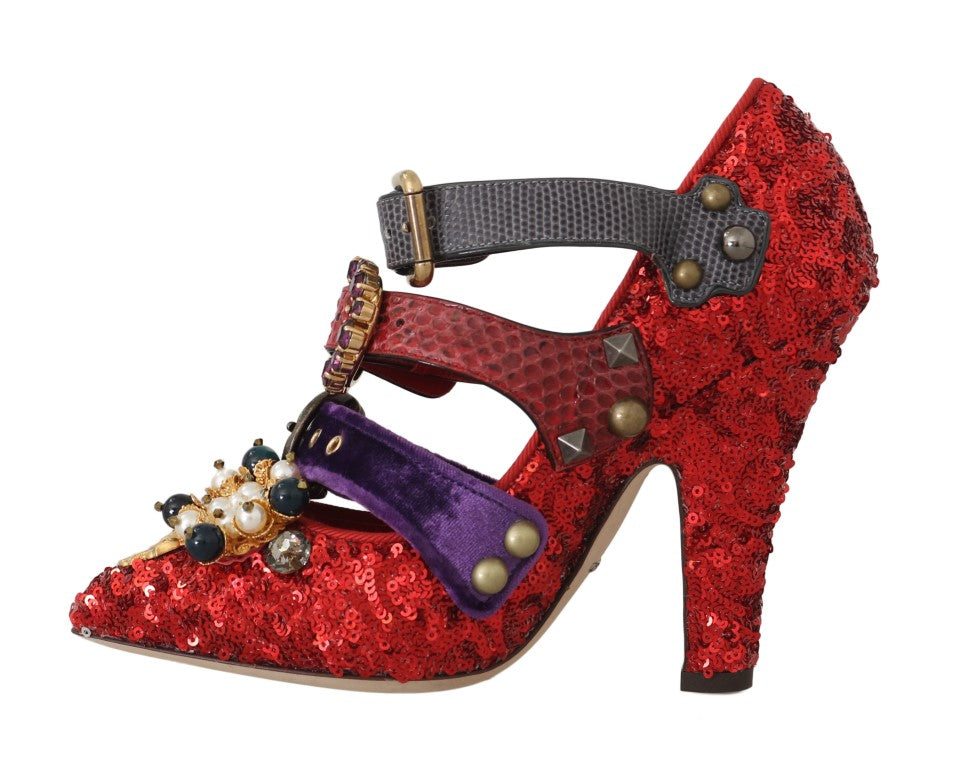 Dolce & Gabbana Red Bellucci Alta Moda Embellished Pumps EU36 / US5.5