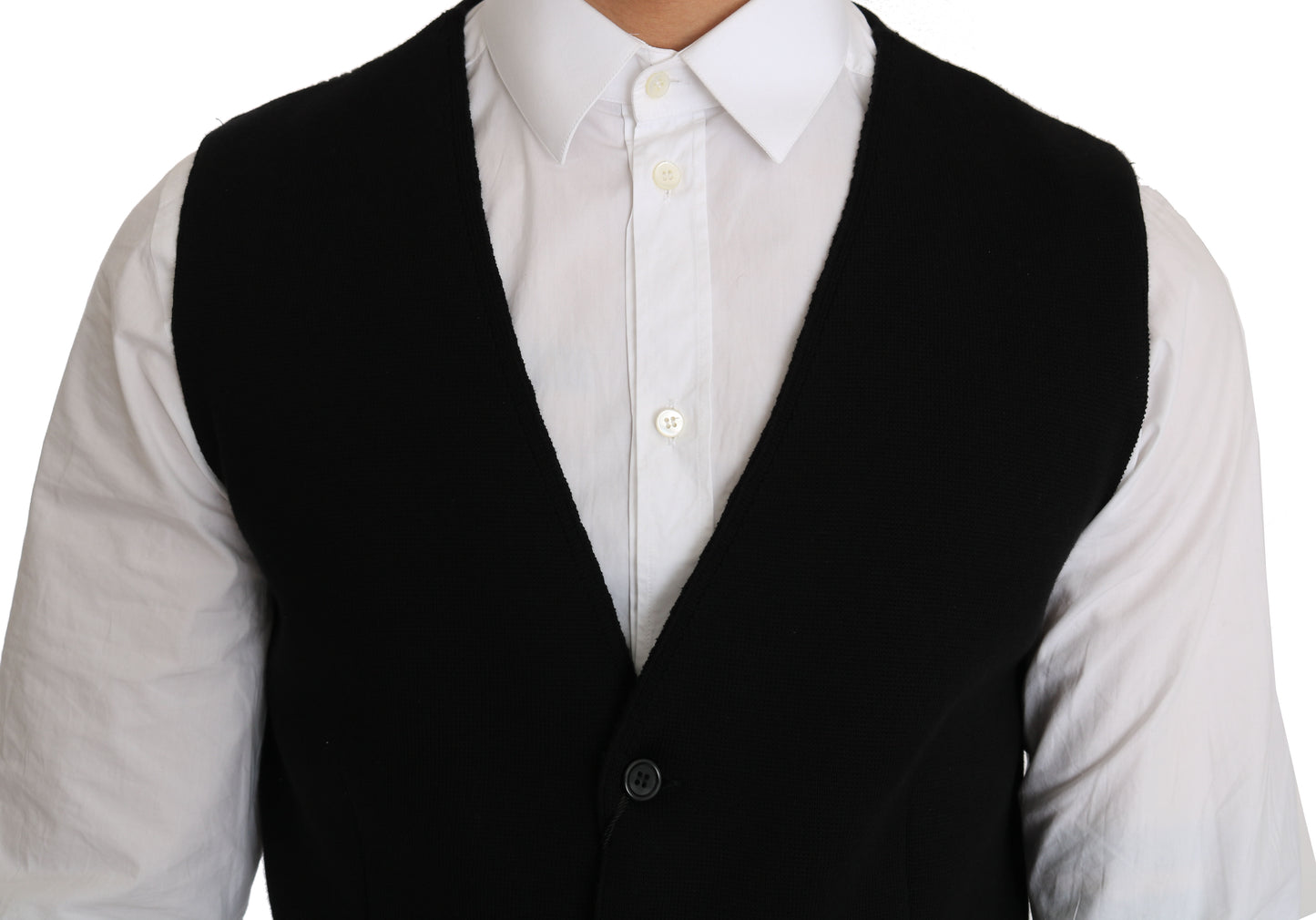 Dolce & Gabbana Sleek Black Cotton Formal Vest IT52 / XL