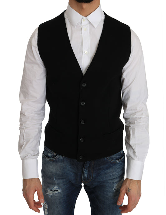 Dolce & Gabbana Sleek Black Cotton Formal Vest IT52 / XL