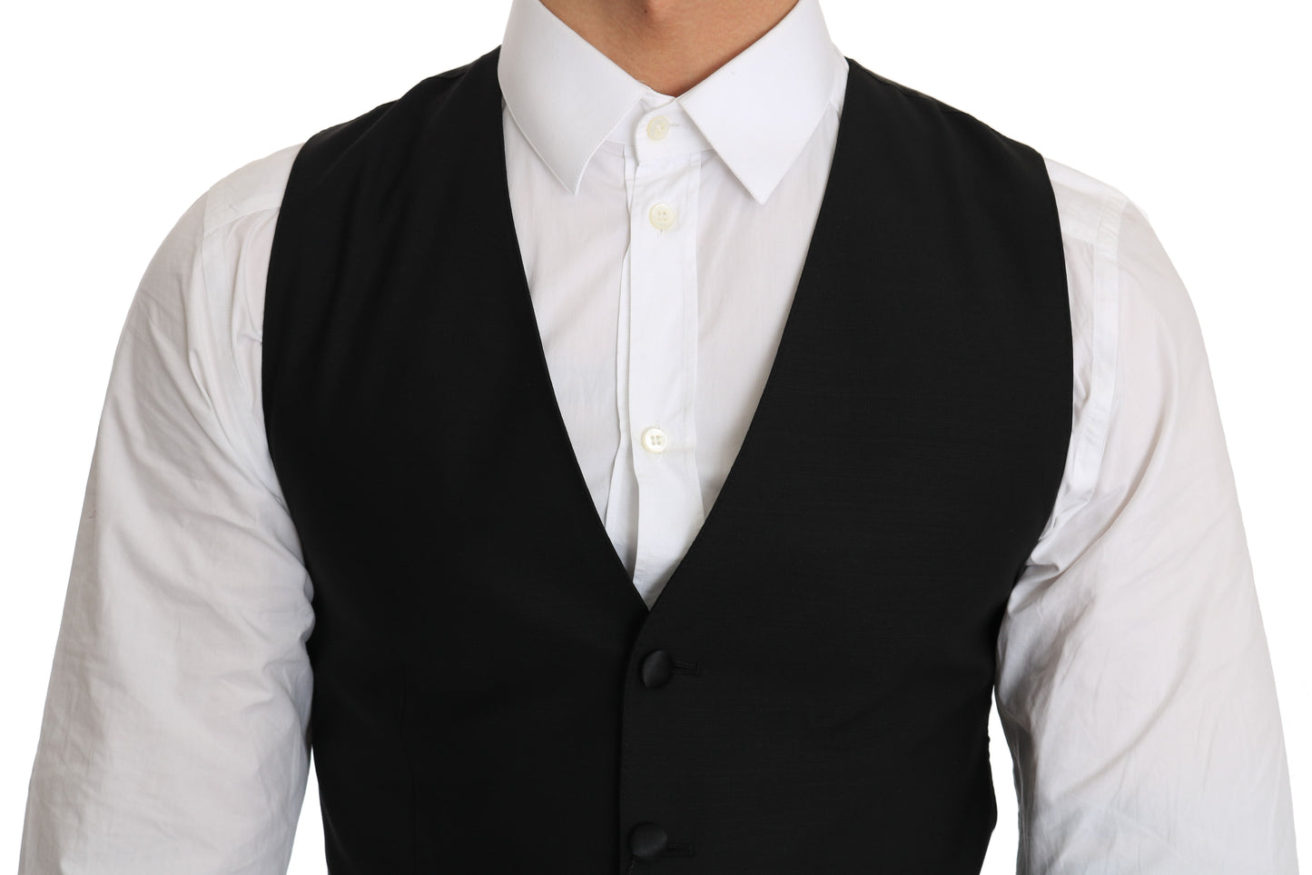 Dolce & Gabbana Sleek Black Wool Blend Formal Vest IT44 / XS