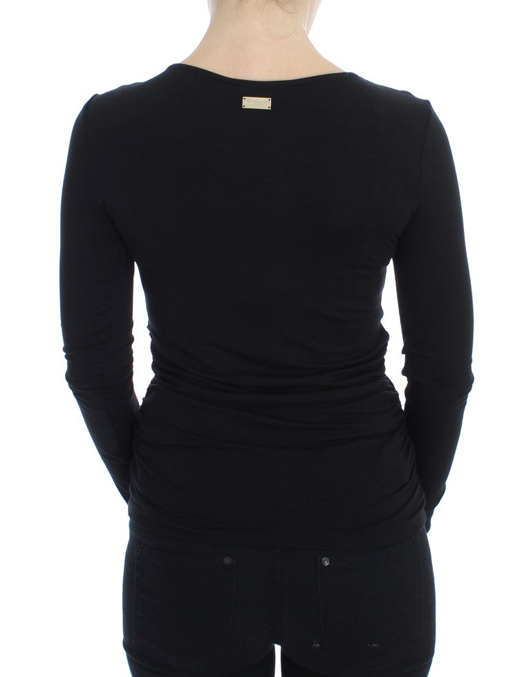 Versace Jeans Elegant V-Neck Black Viscose Blend Sweater IT40 | XS